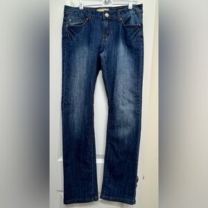 Kardashian Kollection Deep Blue Kim Curvy Skinny Flare Jeans  Size 10